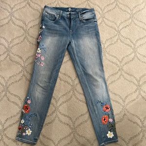 7 jeans with floral stitch detail